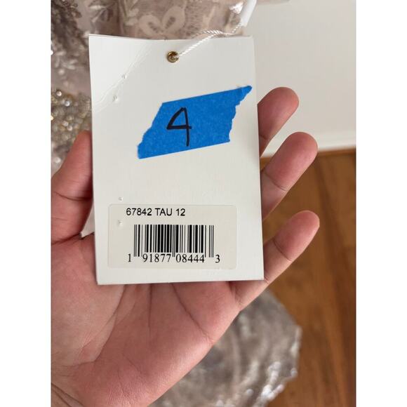 B69 Mac Duggal Floral Embellished Sequins Long Gown Womens 12 Wedding Modest - Picture 8 of 10